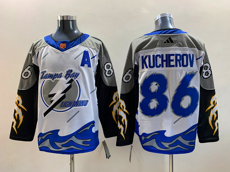 Men's Tampa Bay Lightning Nikita Kucherov #86 White Home Breakaway Jersey